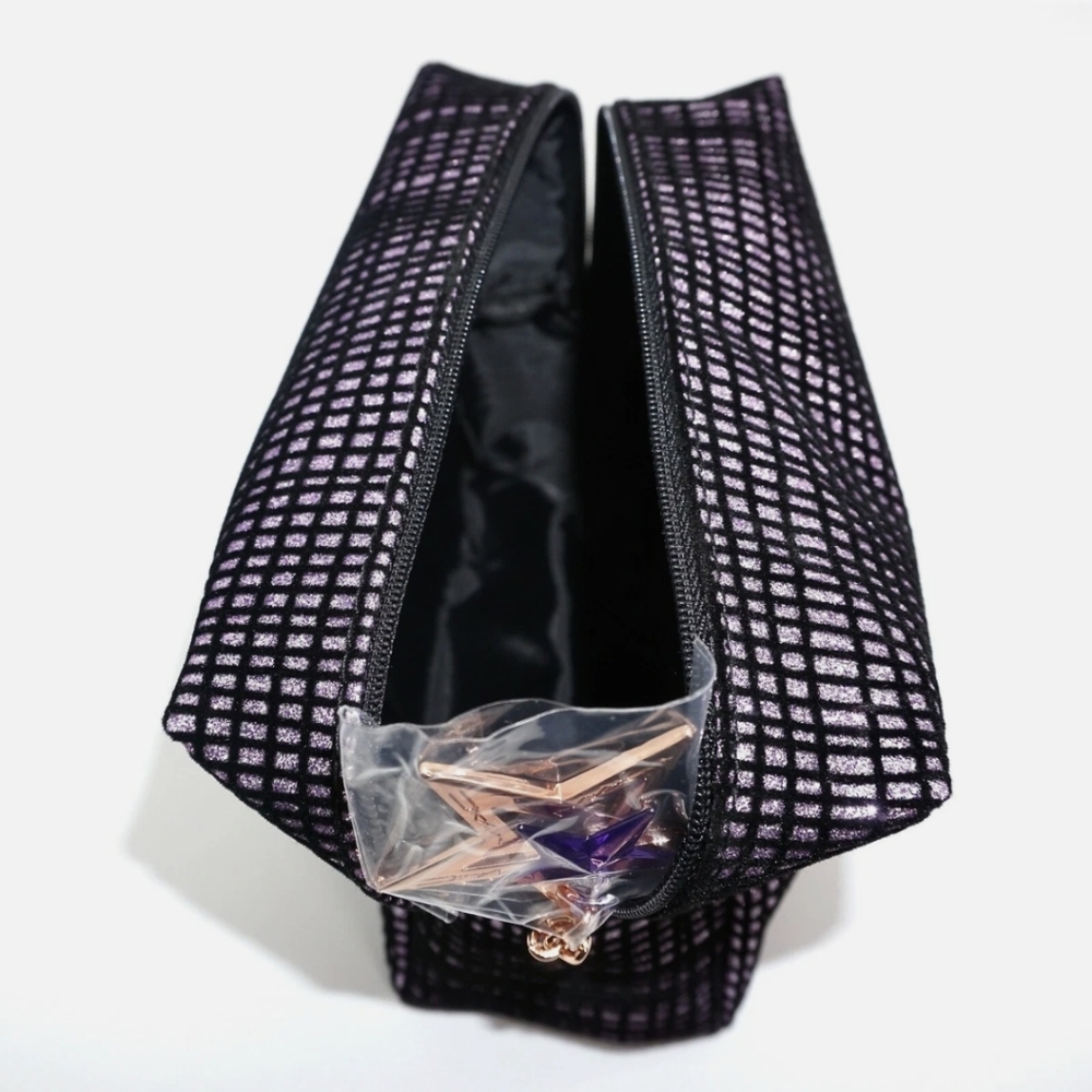 🧚‍♀️MAC Cosmetics RARE Holiday Purple & Black Glitter Starlit Charm Bag NWT